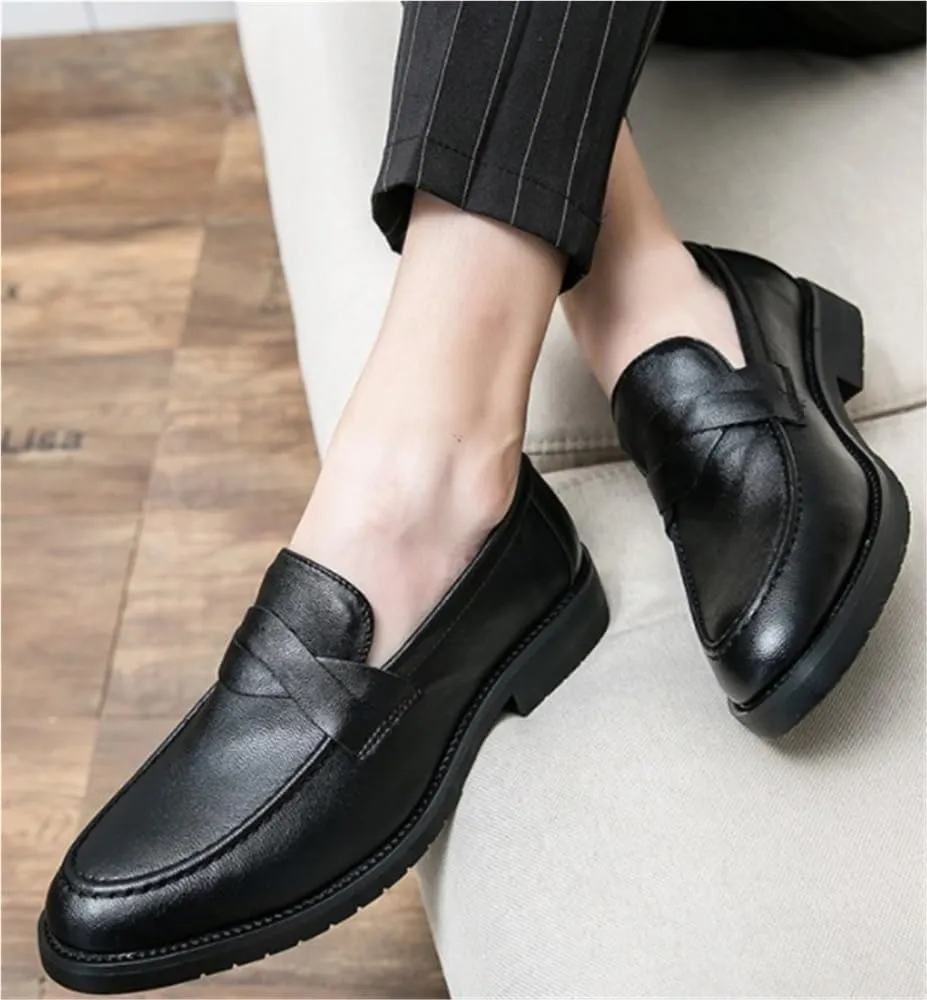 Loafers Shoes for Men Round Toe Vegan Leather Flexible Lightweight Comfortable Walking Fashion Slip-on