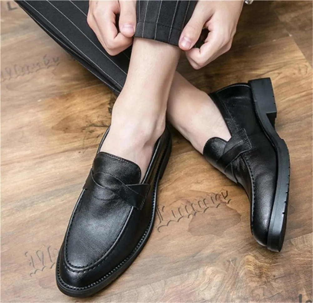 Loafers Shoes for Men Round Toe Vegan Leather Flexible Lightweight Comfortable Walking Fashion Slip-on