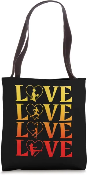 Love weightlifting love running love volleyball love karate Tote Bag