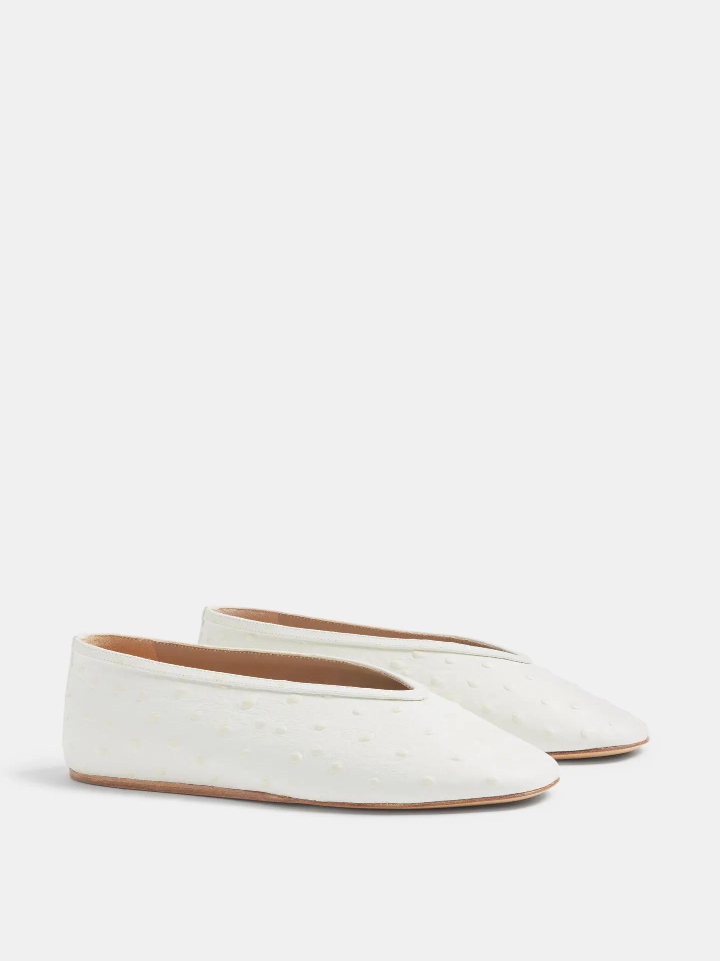 Luna Slipper / Ivory Leather Ostrich Effect