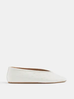 Luna Slipper / Ivory Leather Ostrich Effect