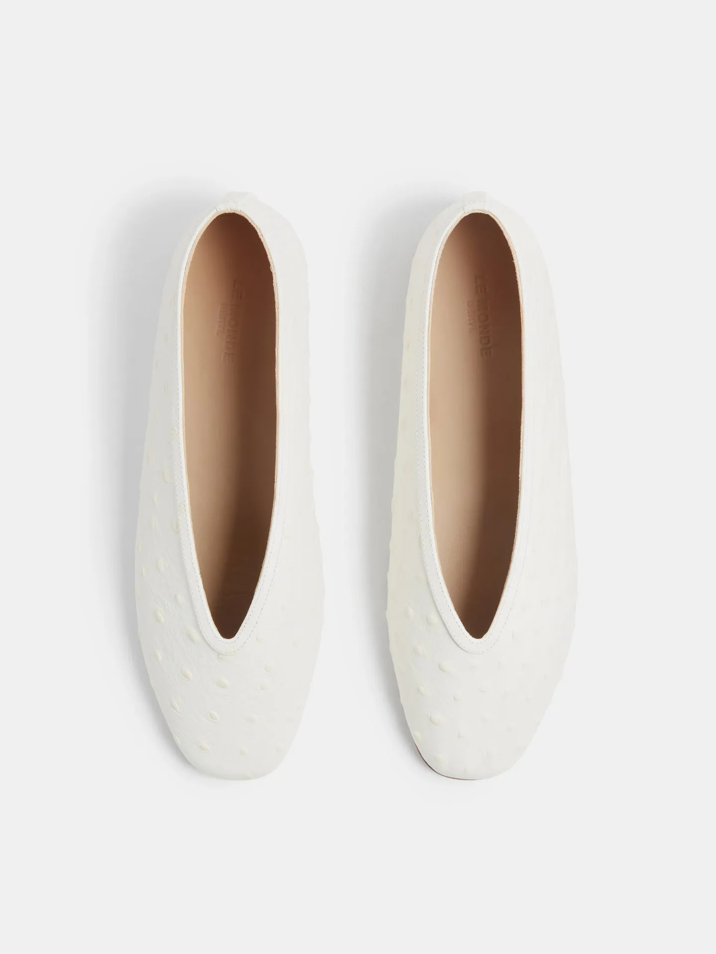 Luna Slipper / Ivory Leather Ostrich Effect
