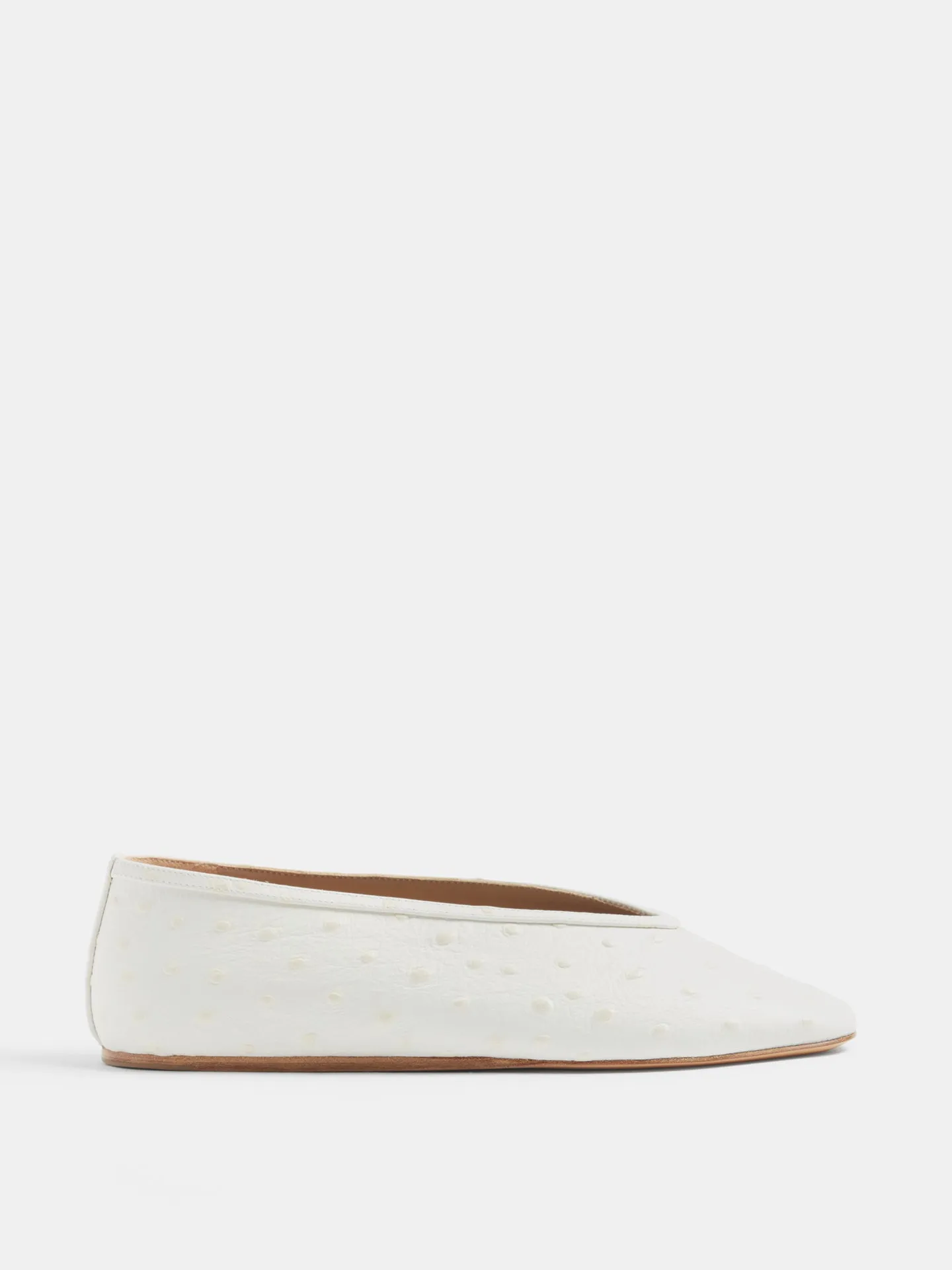 Luna Slipper / Ivory Leather Ostrich Effect