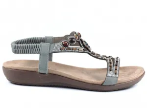 Lunar Malone Ladies T-Bar Flat Slip On Sandal JLH368