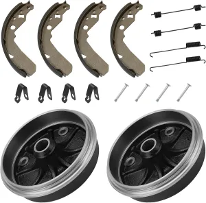 M MATI Rear Wheel Brake Hub Drum 2PCS & Brake Shoes 2Set for Kawasaki Mule 500 KAF300 1991 1993 1995 Mule 550 KAF300 1997-2004 Mule 520 KAF300 2000-2001 41038-1239 41047-1052