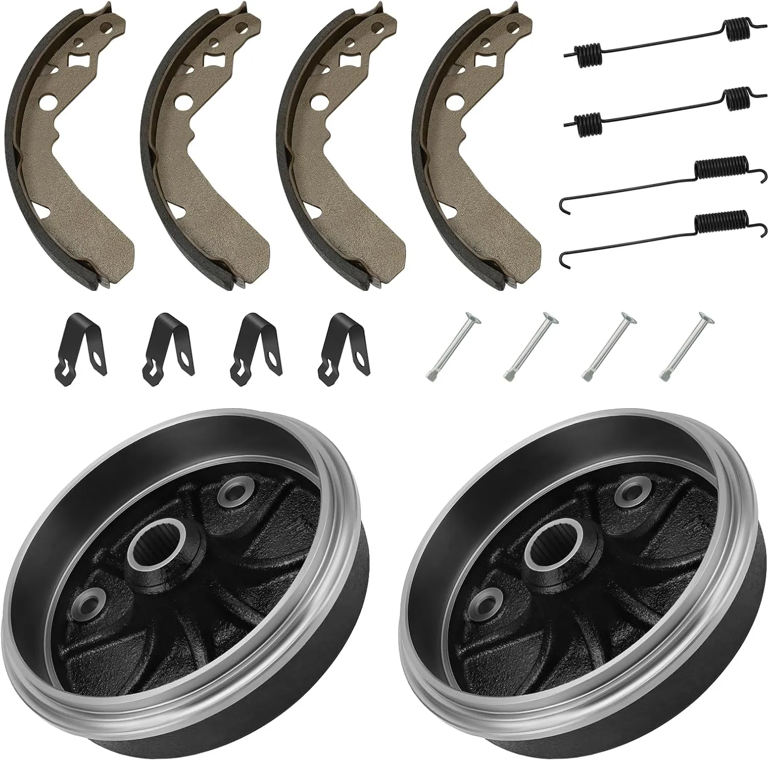 M MATI Rear Wheel Brake Hub Drum 2PCS & Brake Shoes 2Set for Kawasaki Mule 500 KAF300 1991 1993 1995 Mule 550 KAF300 1997-2004 Mule 520 KAF300 2000-2001 41038-1239 41047-1052