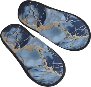 Marble Pattern Women's Fuzzy Slippers Slip-on Slipper Soft Comfy Bedroom Slippers Non-slip House Shoes Medium