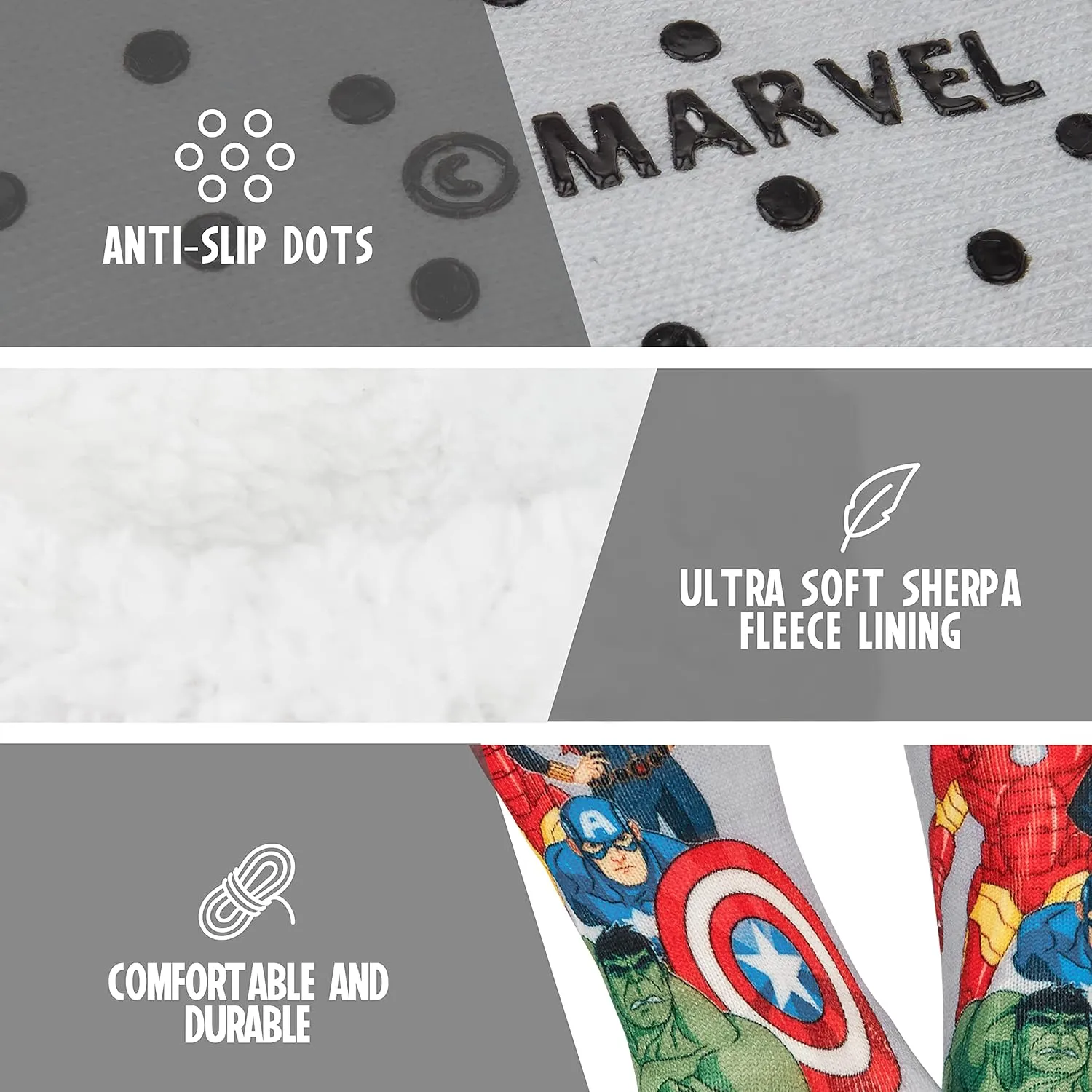 Marvel Fluffy Socks, Mens Slipper Socks, Black Panther Thor Warm Knitted Socks