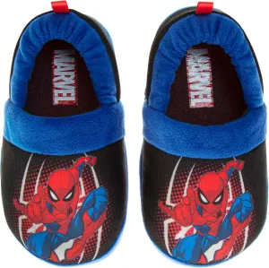 Marvel Spiderman Slipper Boots for Boys - The Amazing Spidey House Shoes Indoor Cozy Plush Slippers (sizes: 5-10 Toddlers / 11-12 Little Kids)