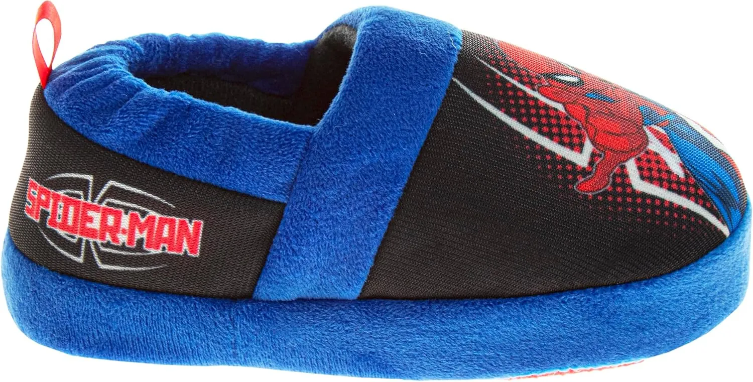 Marvel Spiderman Slipper Boots for Boys - The Amazing Spidey House Shoes Indoor Cozy Plush Slippers (sizes: 5-10 Toddlers / 11-12 Little Kids)