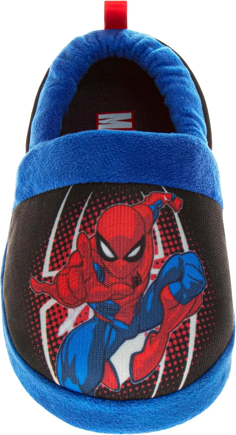 Marvel Spiderman Slipper Boots for Boys - The Amazing Spidey House Shoes Indoor Cozy Plush Slippers (sizes: 5-10 Toddlers / 11-12 Little Kids)
