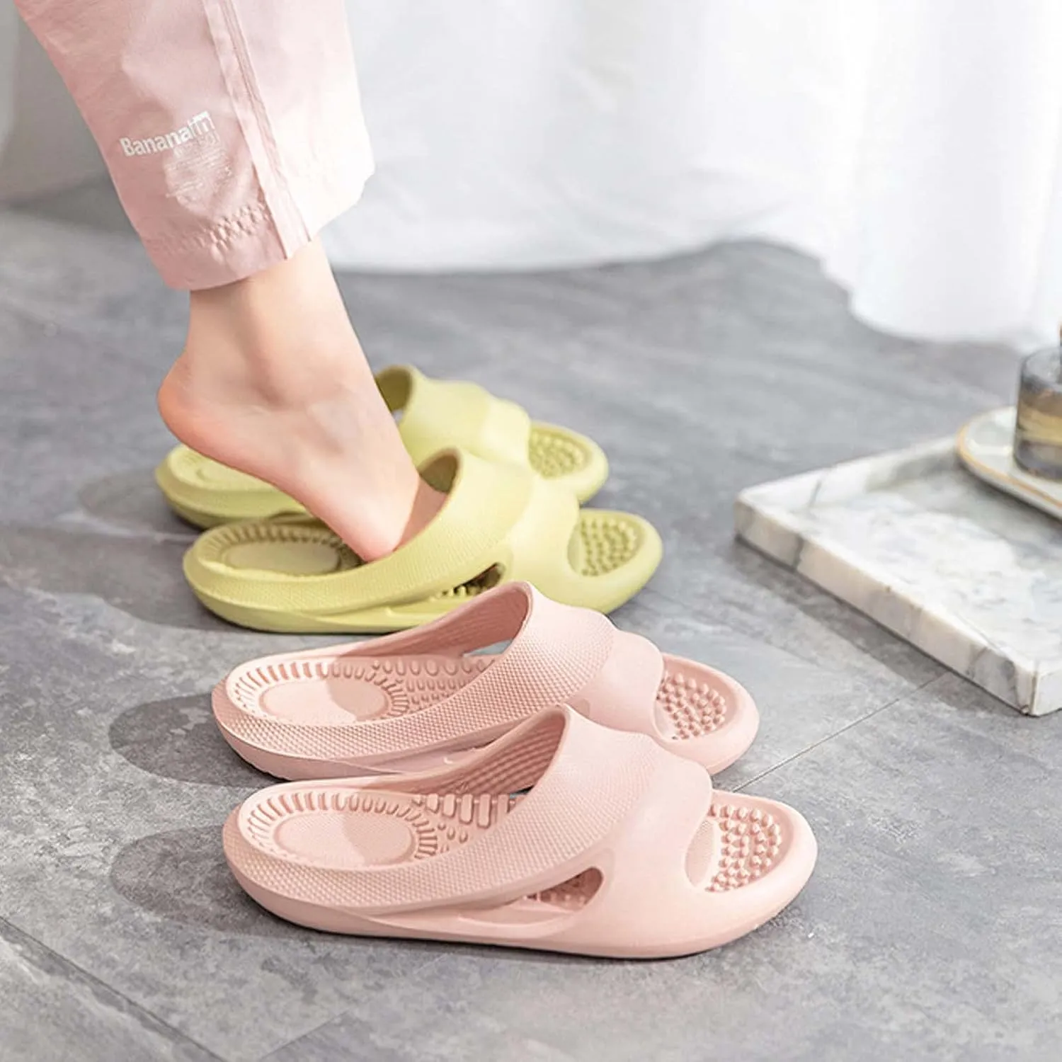 Massage Slippers Women Men Sandals Open Toe Shower Shoes Summer House Slippers for Bath Plantar Fasciitis Slides Ladies Girls Gym Non Slip Indoor