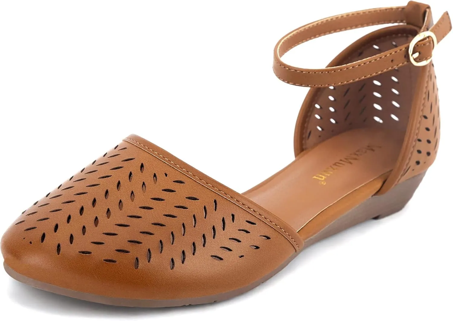 MaxMuxun Womens Roman Ankle Strap Cage Closed Toe Flat Sandals