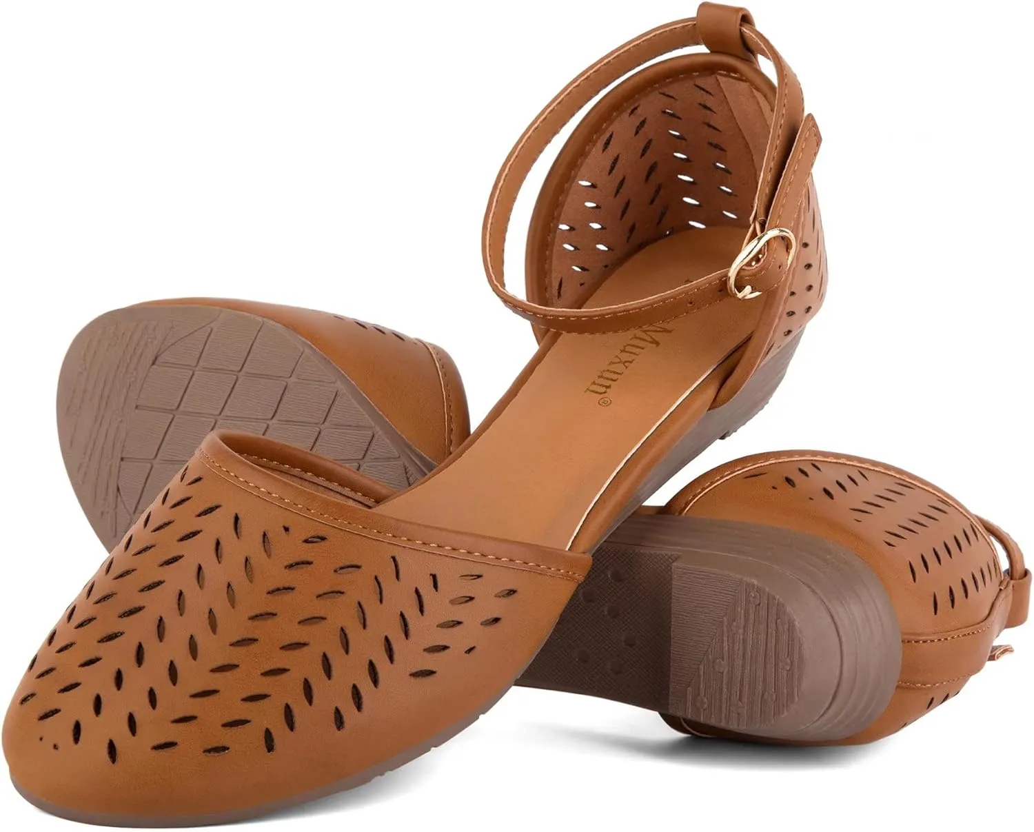 MaxMuxun Womens Roman Ankle Strap Cage Closed Toe Flat Sandals
