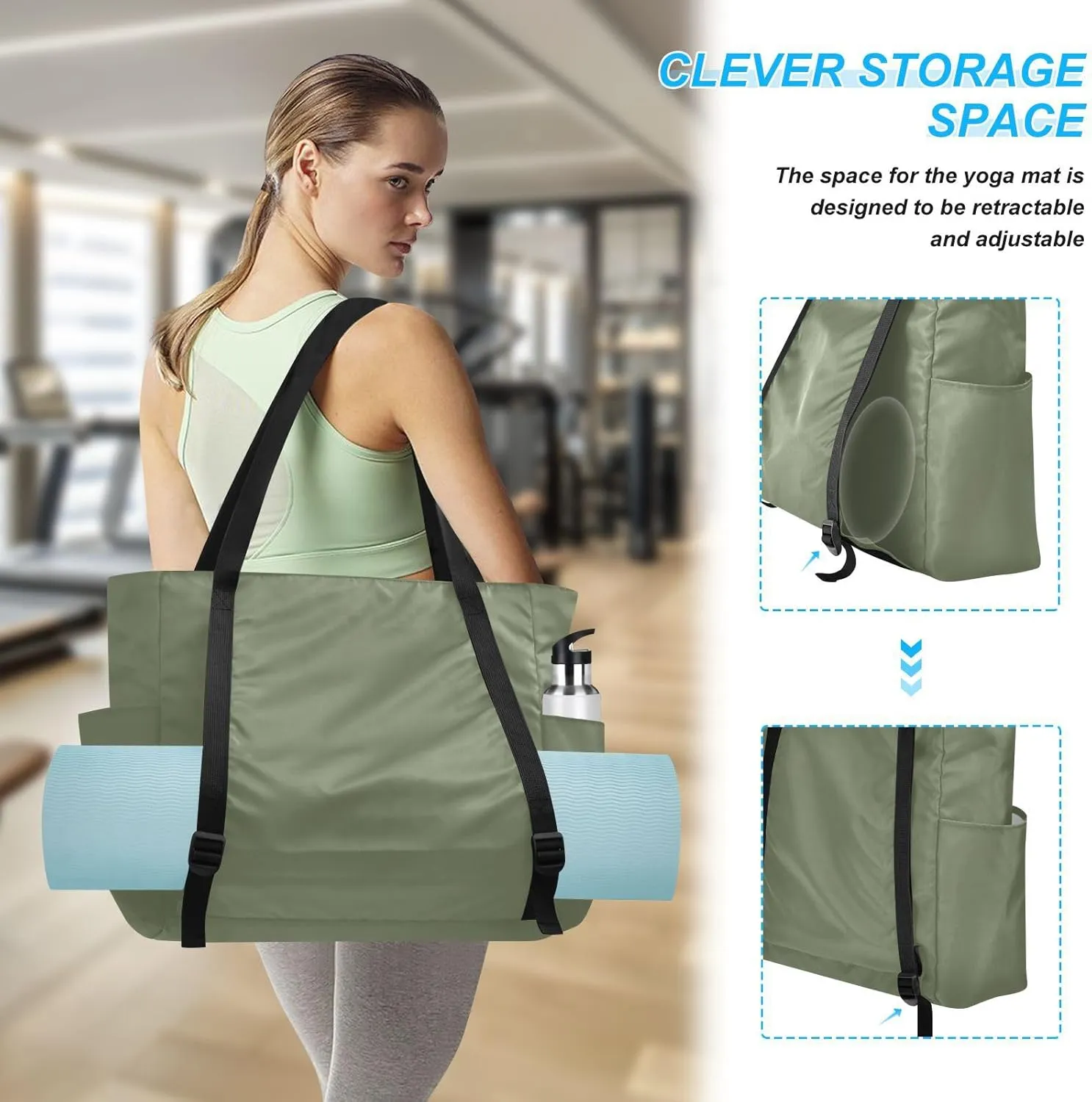 MCHIVER Black Yoga Bag for Women Yoga Mat Carrier Fits All Your Stuff Large Pilates Gym Bag