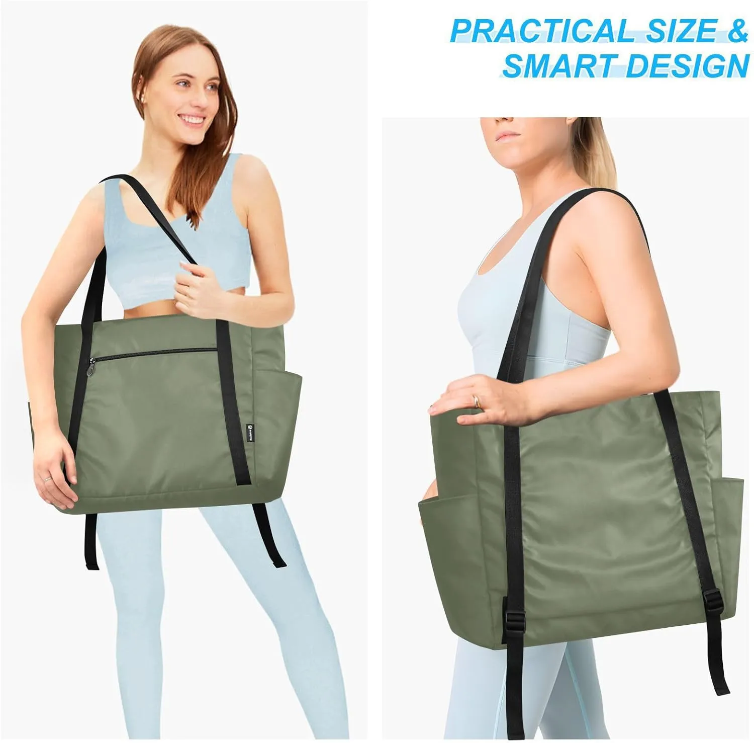 MCHIVER Black Yoga Bag for Women Yoga Mat Carrier Fits All Your Stuff Large Pilates Gym Bag