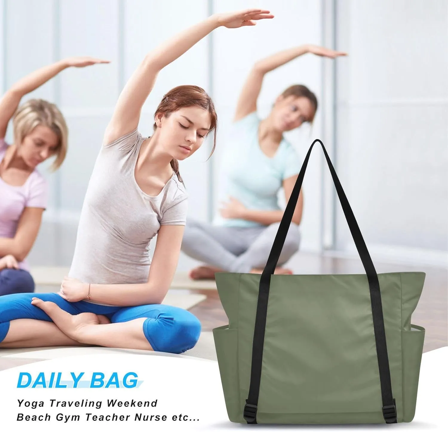 MCHIVER Black Yoga Bag for Women Yoga Mat Carrier Fits All Your Stuff Large Pilates Gym Bag