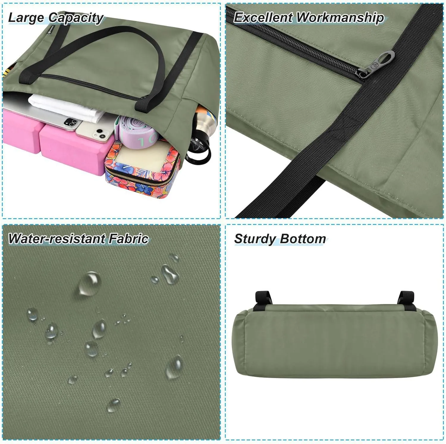 MCHIVER Black Yoga Bag for Women Yoga Mat Carrier Fits All Your Stuff Large Pilates Gym Bag