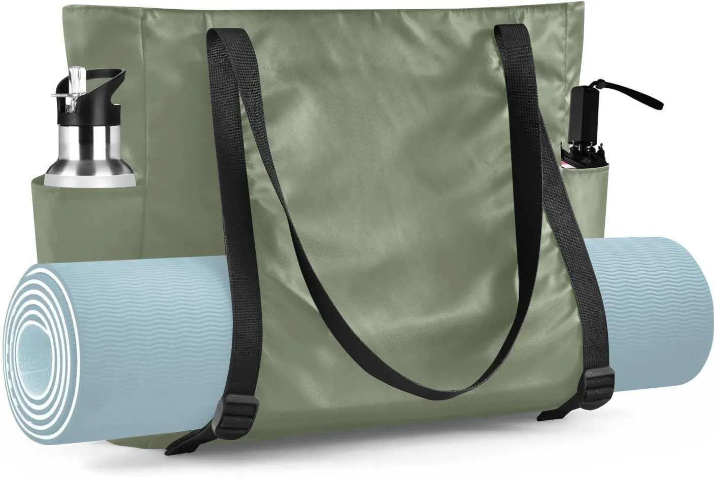 MCHIVER Black Yoga Bag for Women Yoga Mat Carrier Fits All Your Stuff Large Pilates Gym Bag