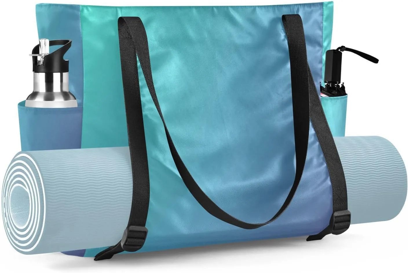 MCHIVER Midnight Bloom Gradient Yoga Bag for Women Yoga Mat Carrier Fits All Your Stuff Large Pilates Gym Bag
