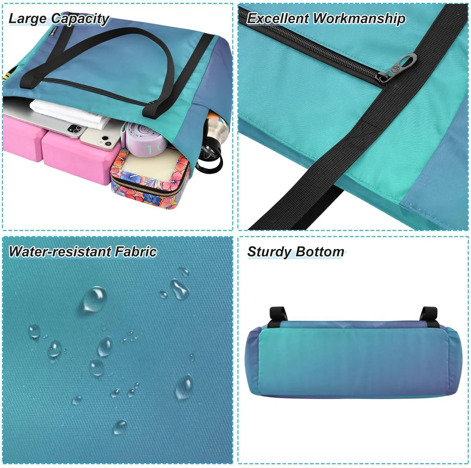 MCHIVER Midnight Bloom Gradient Yoga Bag for Women Yoga Mat Carrier Fits All Your Stuff Large Pilates Gym Bag