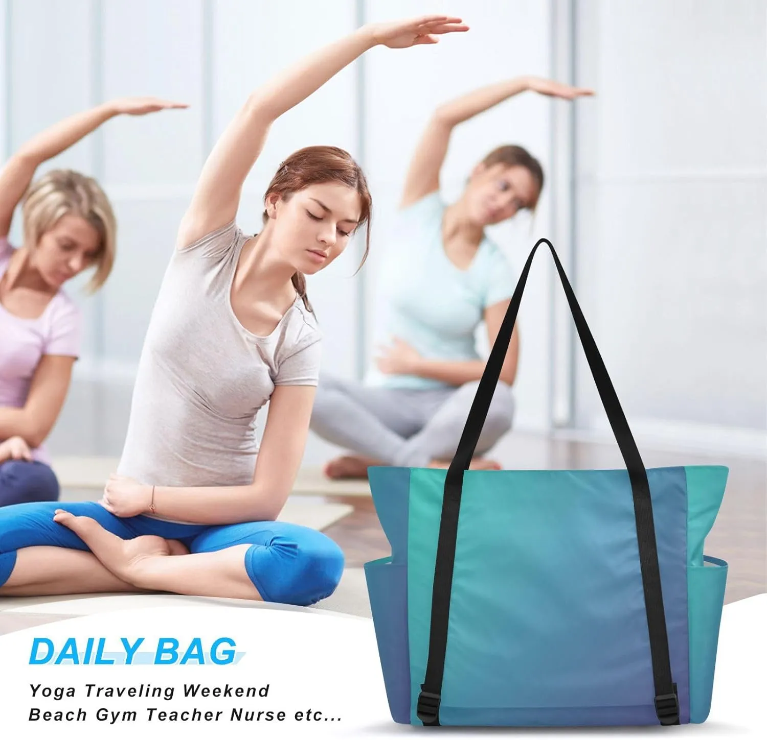 MCHIVER Midnight Bloom Gradient Yoga Bag for Women Yoga Mat Carrier Fits All Your Stuff Large Pilates Gym Bag