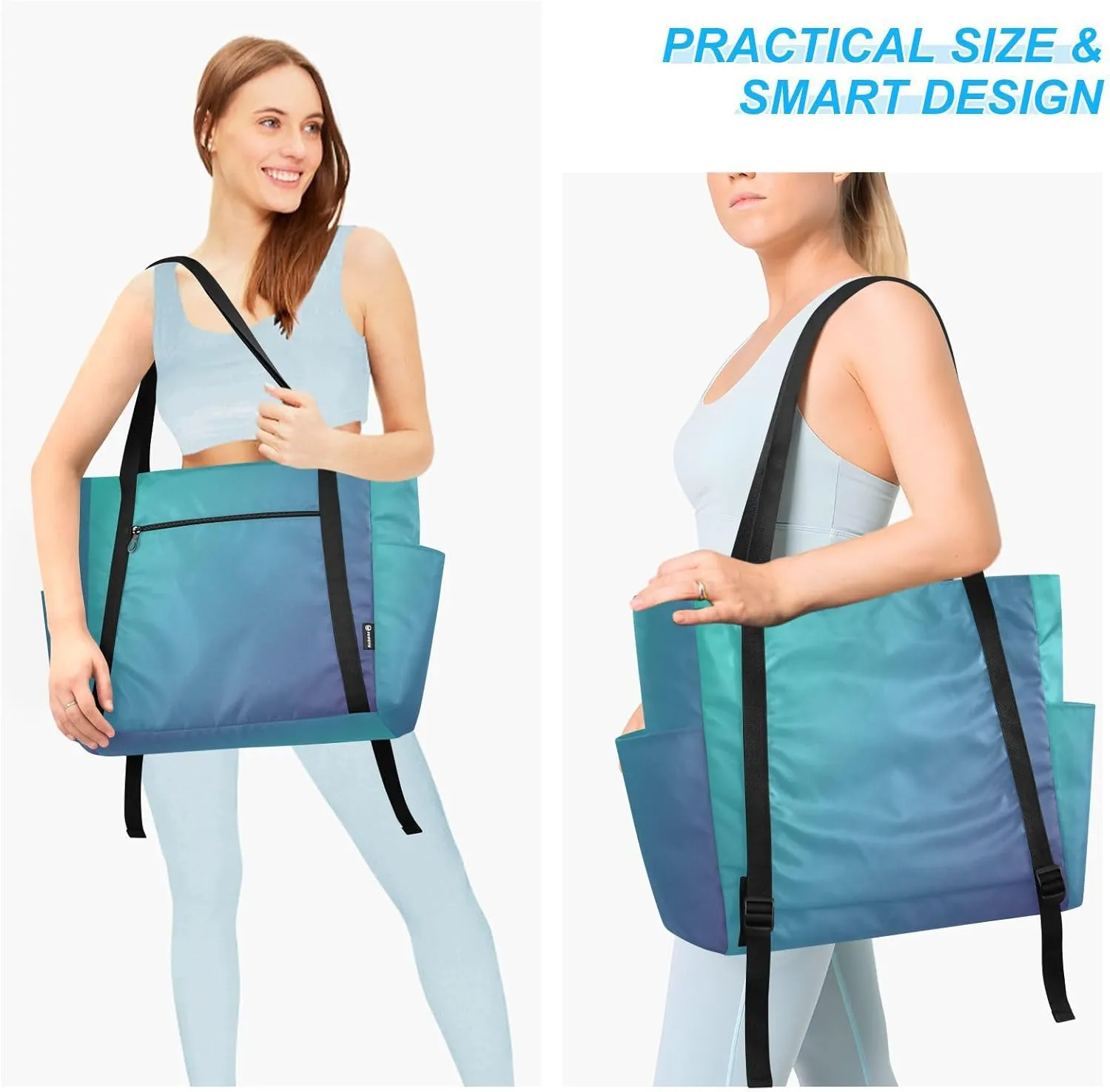 MCHIVER Midnight Bloom Gradient Yoga Bag for Women Yoga Mat Carrier Fits All Your Stuff Large Pilates Gym Bag