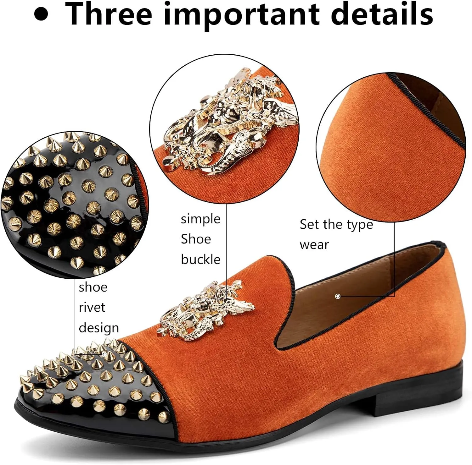 Meijiana Mens Velvet Loafers Dress Shoes with Metal Embellishments Party Luxury Loafer Shoes