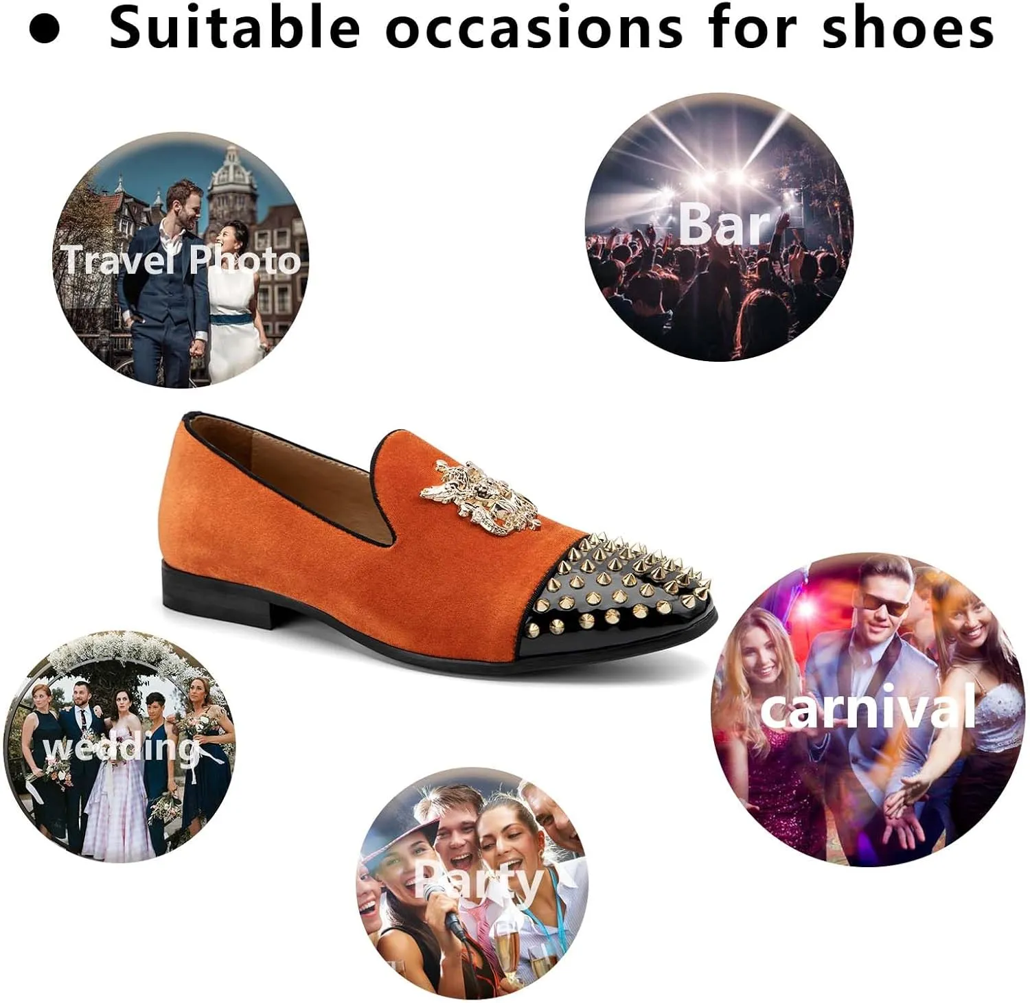 Meijiana Mens Velvet Loafers Dress Shoes with Metal Embellishments Party Luxury Loafer Shoes