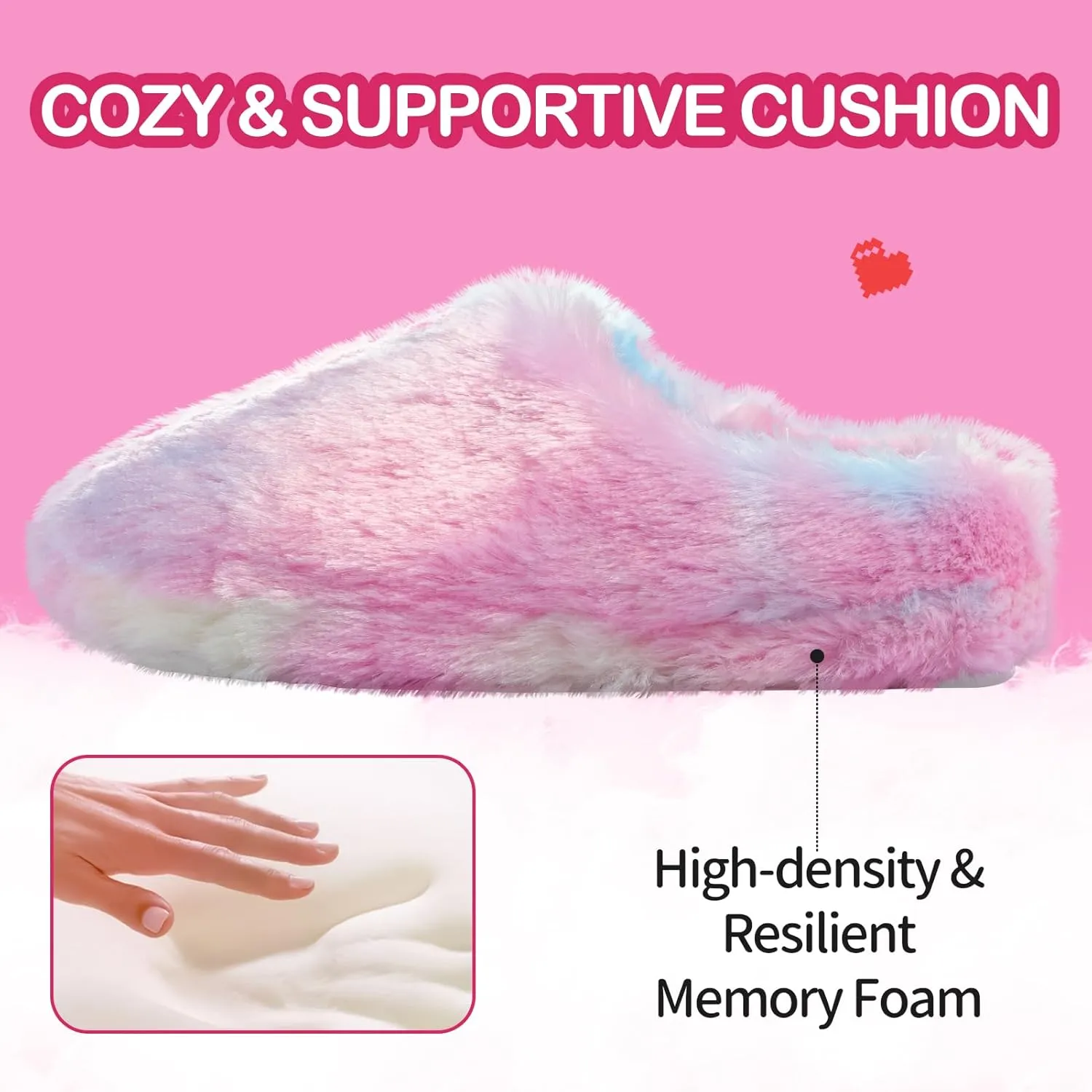 MEJORMEN Girls Fluffy House Slippers Cozy Plush Slip-on House Shoes Kids Warm Bedroom Slippers Memory Foam Slippers for Indoor Outdoor