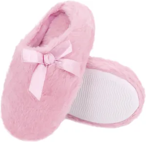 MEJORMEN Girls Fluffy House Slippers Cozy Plush Slip-on House Shoes Kids Warm Bedroom Slippers Memory Foam Slippers for Indoor Outdoor