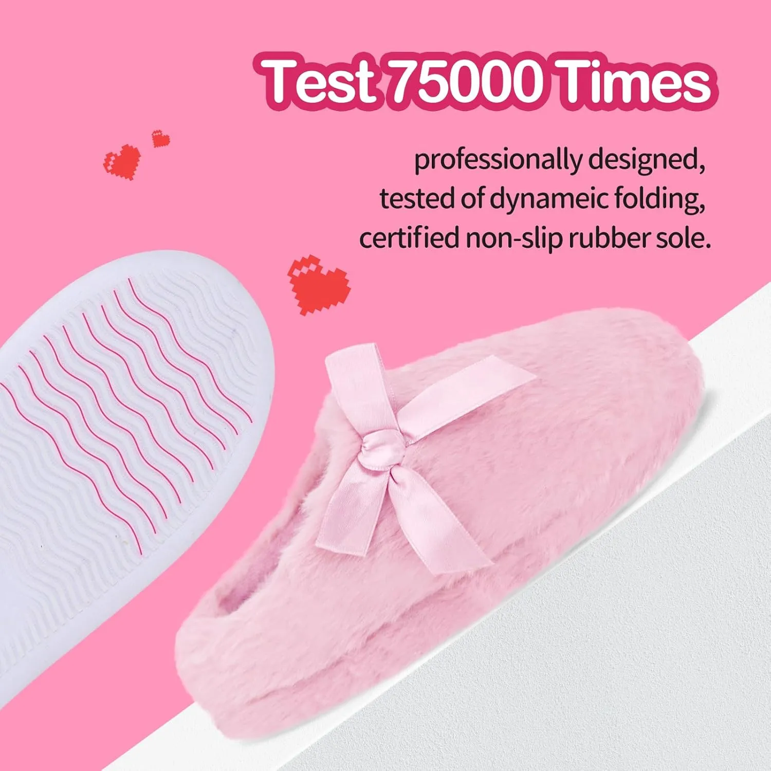 MEJORMEN Girls Fluffy House Slippers Cozy Plush Slip-on House Shoes Kids Warm Bedroom Slippers Memory Foam Slippers for Indoor Outdoor