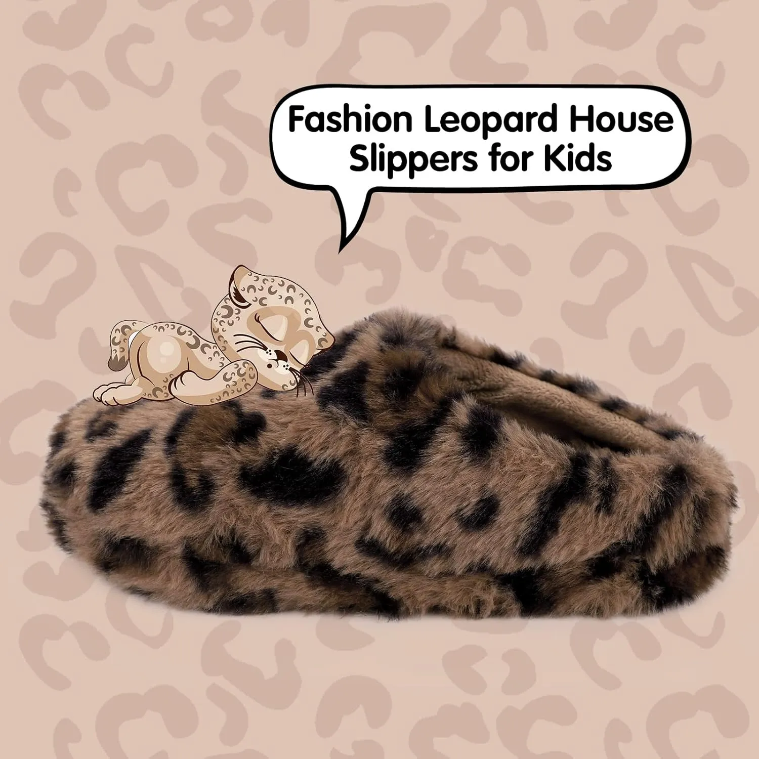 MEJORMEN Girls Fluffy House Slippers Cozy Plush Slip-on House Shoes Kids Warm Bedroom Slippers Memory Foam Slippers for Indoor Outdoor