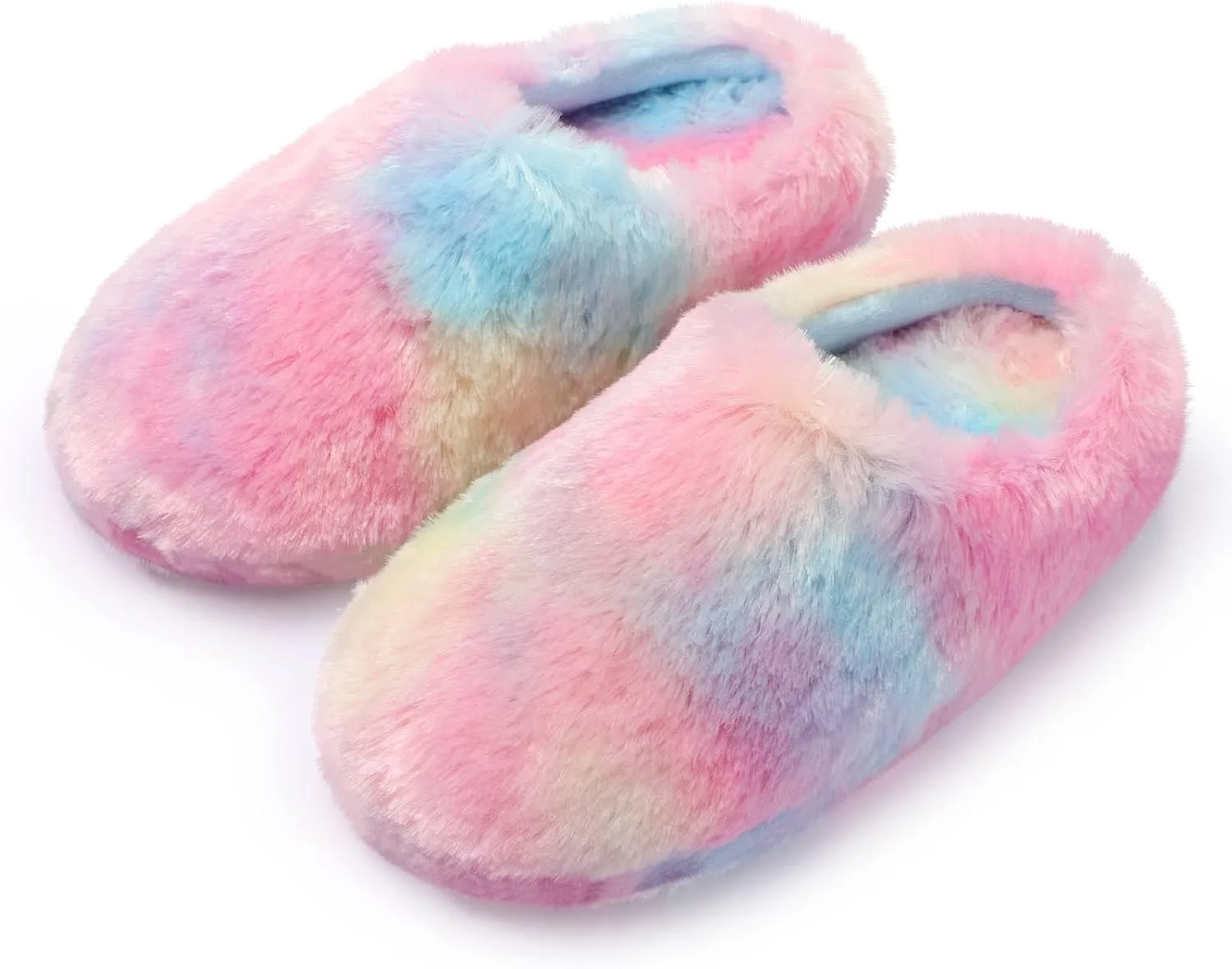 MEJORMEN Girls Fluffy House Slippers Cozy Plush Slip-on House Shoes Kids Warm Bedroom Slippers Memory Foam Slippers for Indoor Outdoor