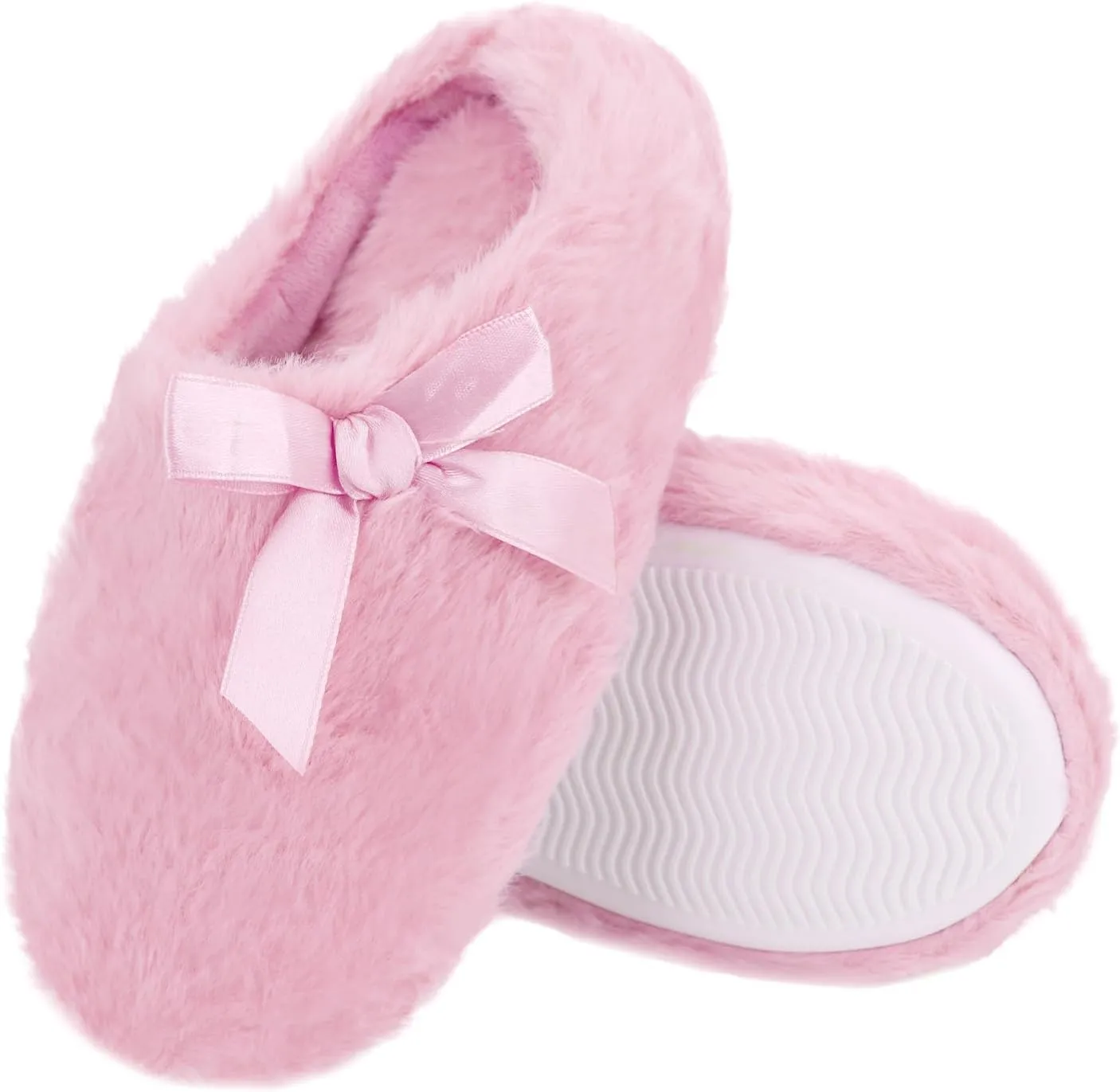 MEJORMEN Girls Fluffy House Slippers Cozy Plush Slip-on House Shoes Kids Warm Bedroom Slippers Memory Foam Slippers for Indoor Outdoor