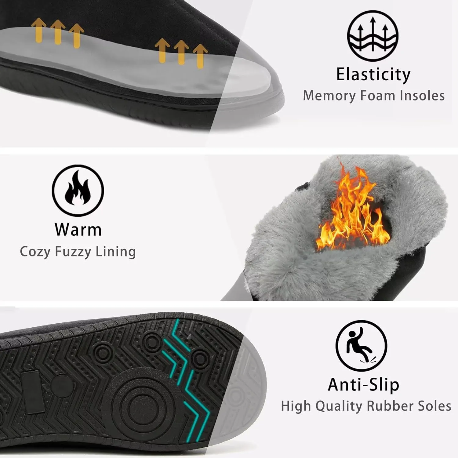 Men Women Slipper Boots Warm Fur Lined Memory Foam Winter House Bootie Slippers