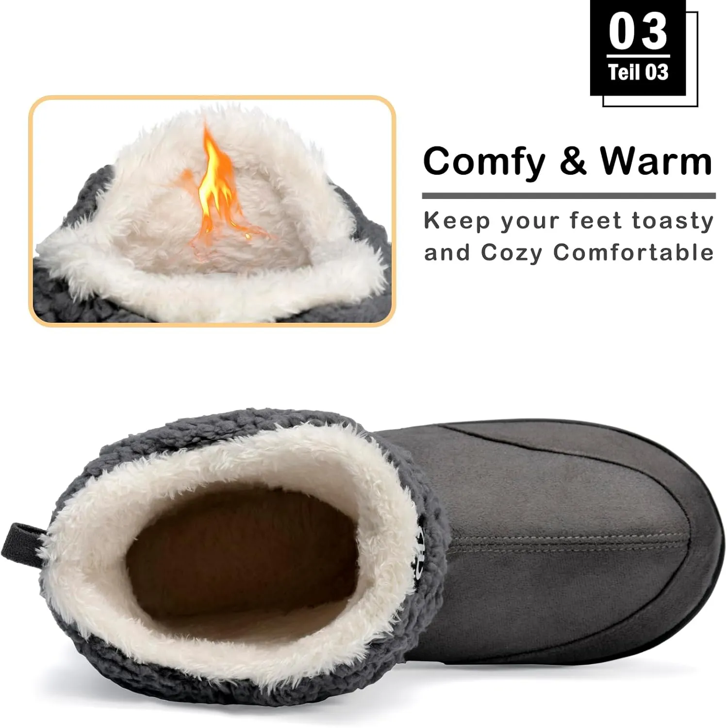 Men Women Slipper Boots Winter Indoor Outdoor Bootie Slippers Plush Fleece Memory Foam House Shoes