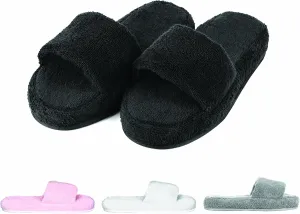 Men's and Women's Cozy Memory Foam Soft Premium 100% Turkish Terry Cotton Cloth Open Toe Spa House Indoor Slippers