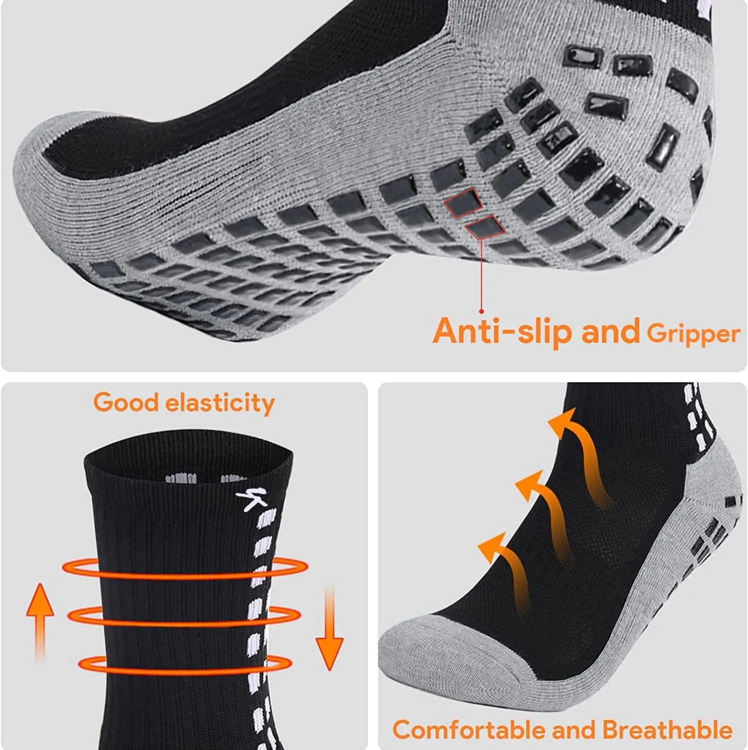 Men's Athletic Socks for Men Socks Soccer Socks for Men 9-12 Non Slip Sports Mens Socks 1/3/4Pairs