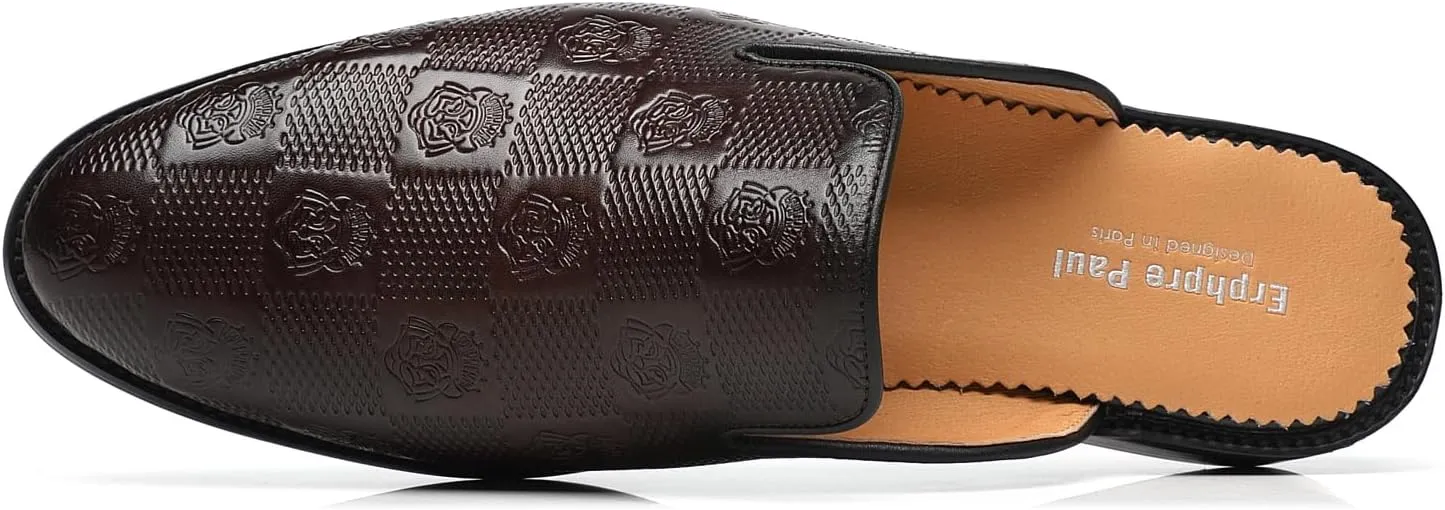 Mens Backless Loafers Genuine Leather Mules Shoes