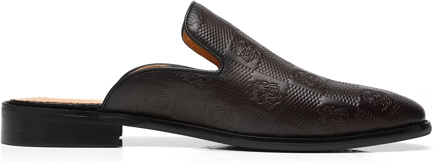 Mens Backless Loafers Genuine Leather Mules Shoes