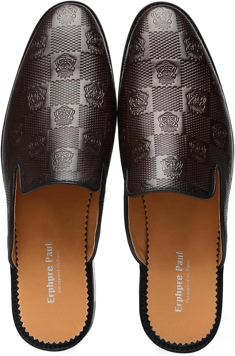 Mens Backless Loafers Genuine Leather Mules Shoes
