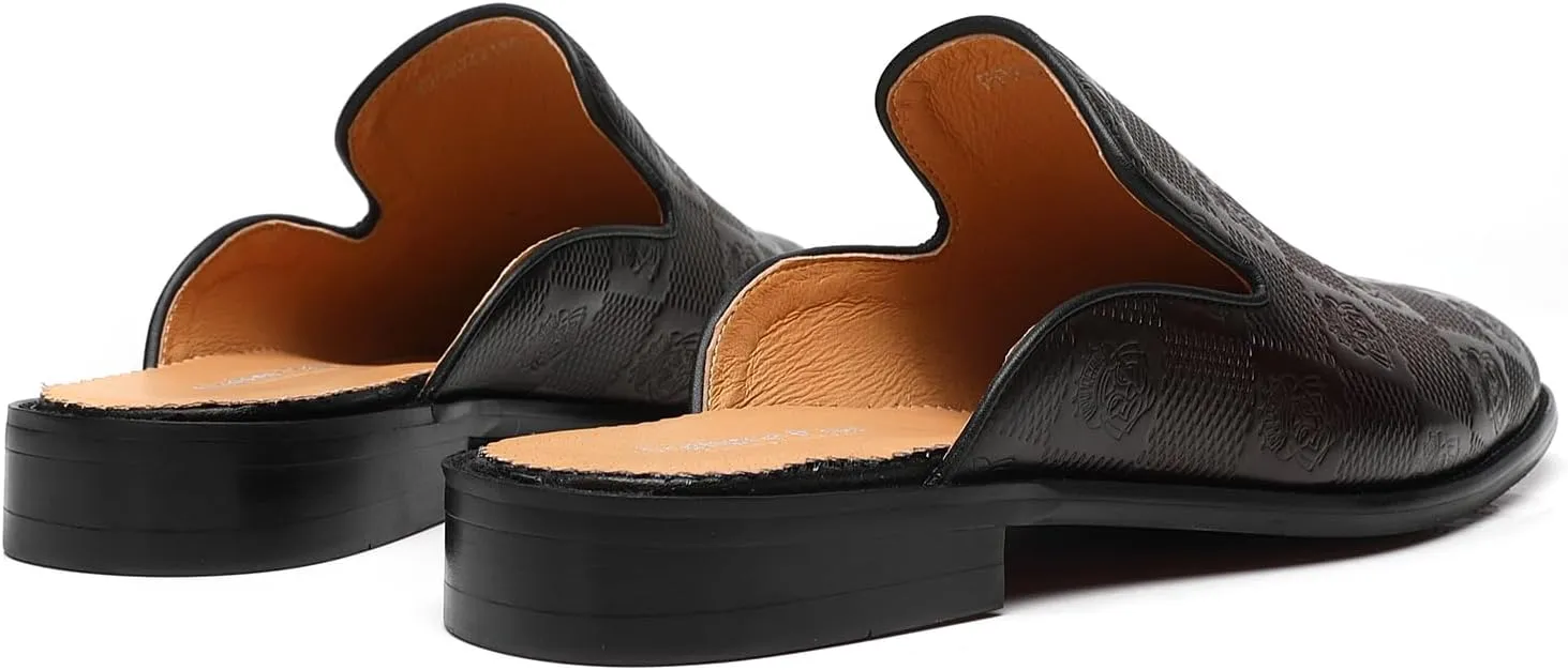 Mens Backless Loafers Genuine Leather Mules Shoes