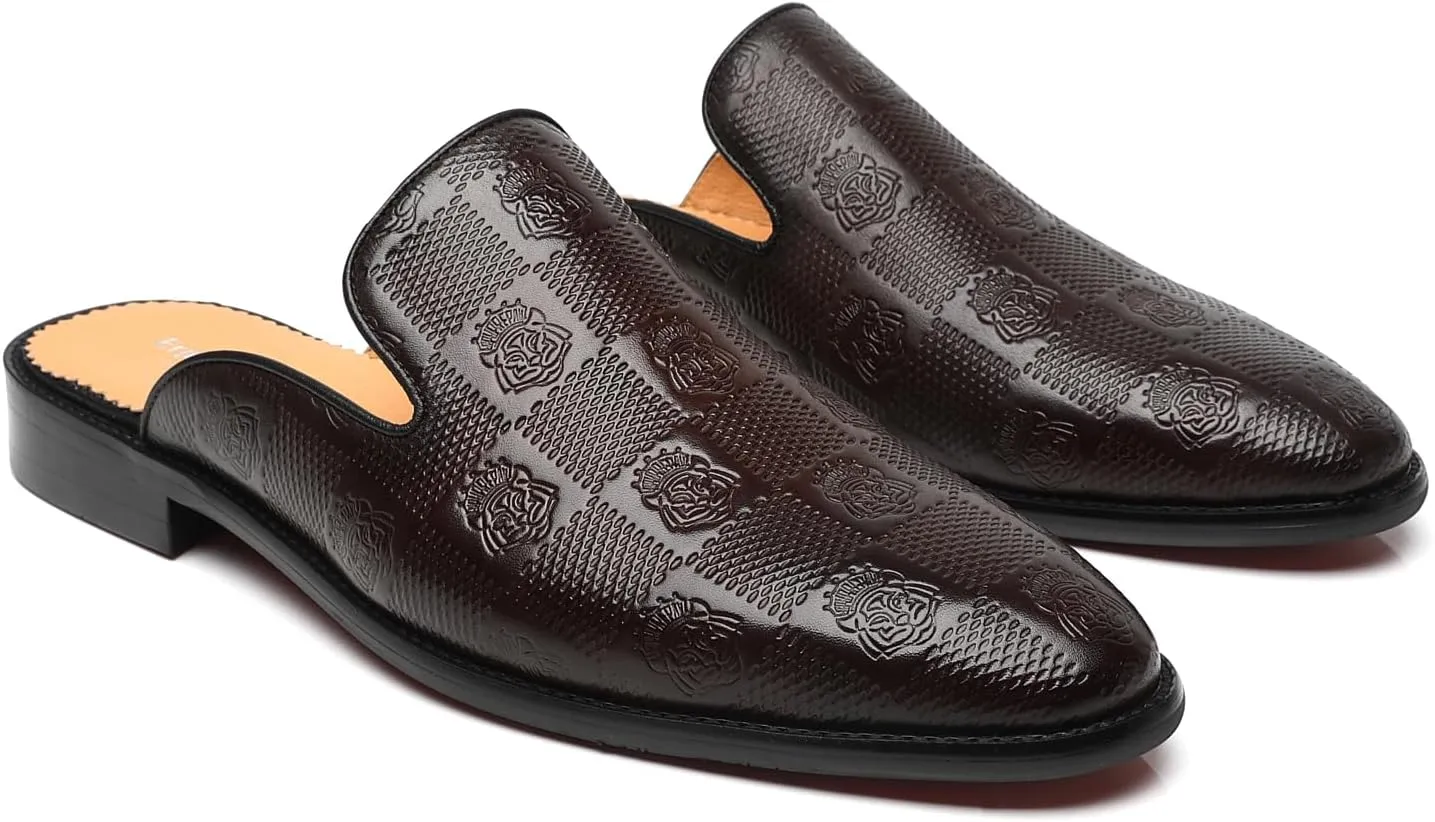 Mens Backless Loafers Genuine Leather Mules Shoes