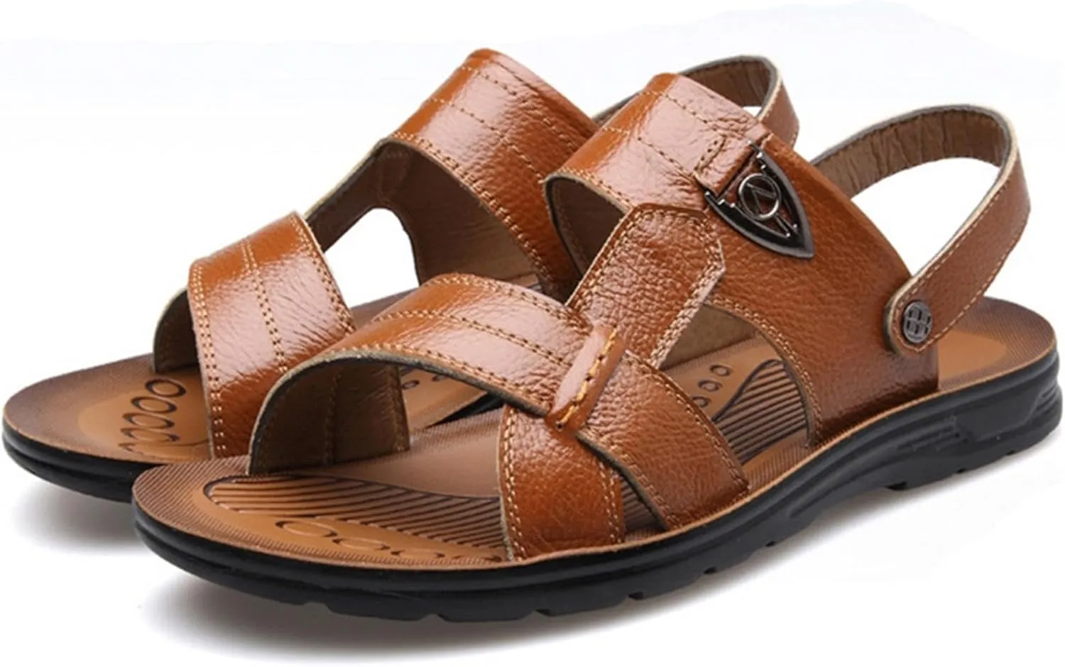 Men's Big Size Leather Flat Sandbeach Sandals Casual Slipper Shoes
