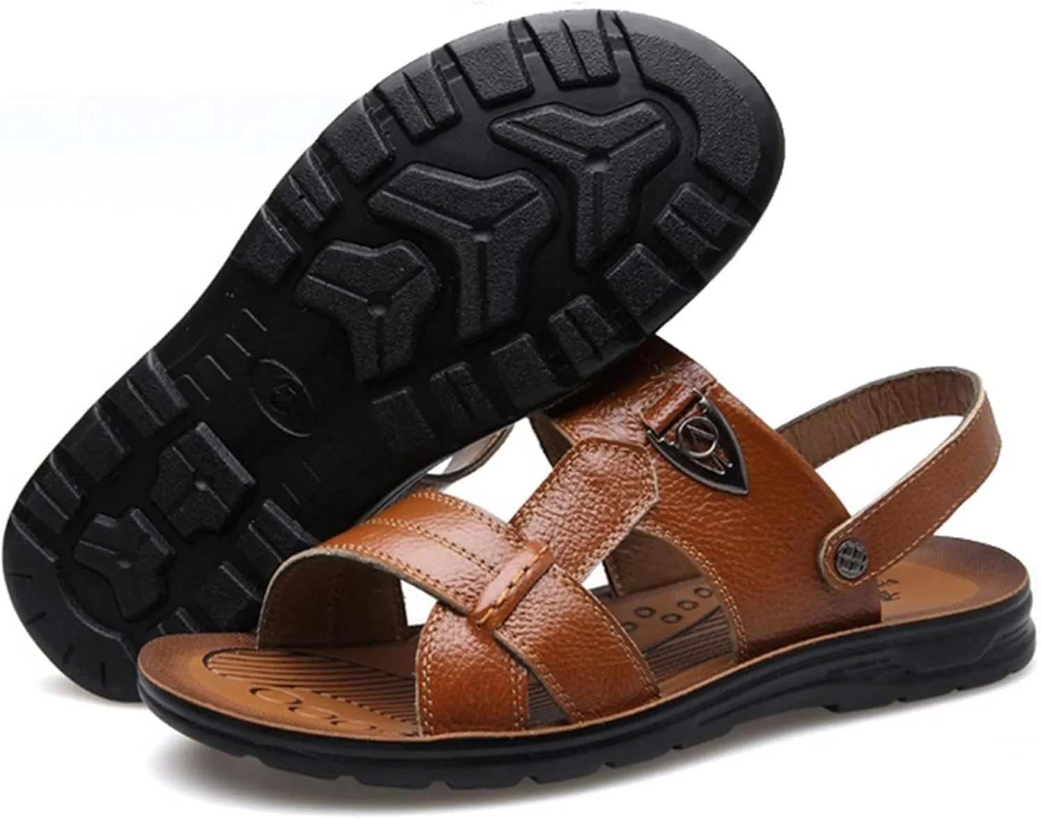 Men's Big Size Leather Flat Sandbeach Sandals Casual Slipper Shoes