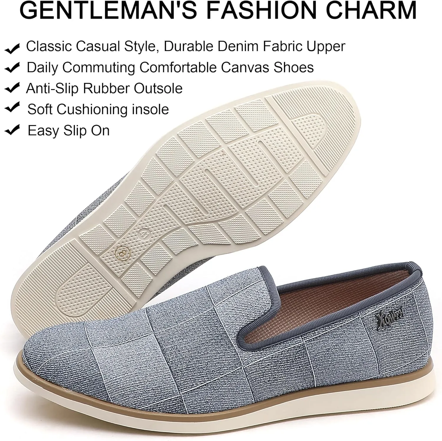 Men's Casual Loafers & Slip On Shoes Daily Commuting Comfortable Canvas Shoes Lightweight Non-Slip Walking Penny Shoes for Men