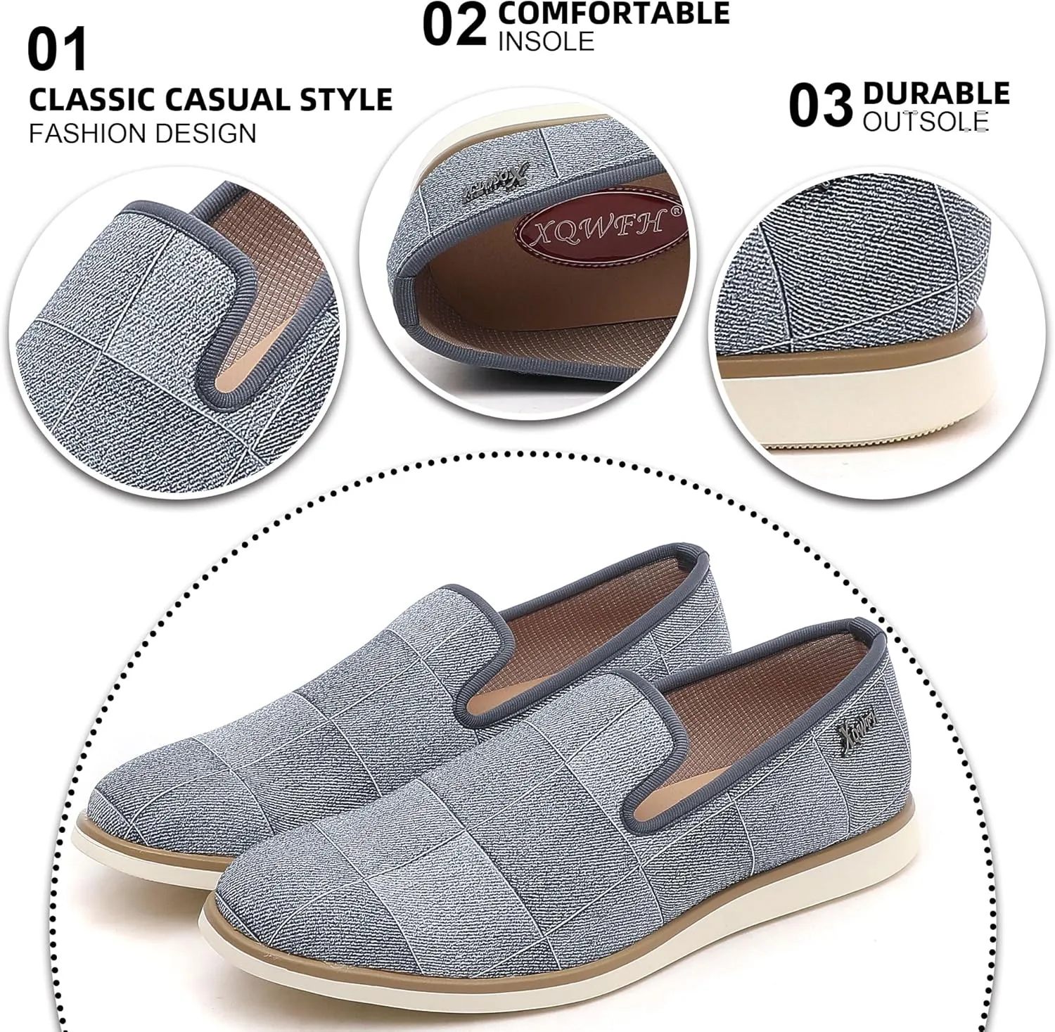 Men's Casual Loafers & Slip On Shoes Daily Commuting Comfortable Canvas Shoes Lightweight Non-Slip Walking Penny Shoes for Men