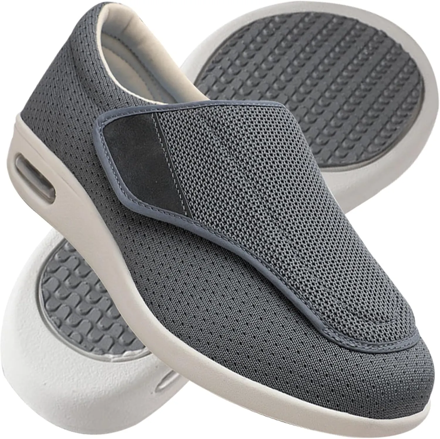 Men's Diabetic Shoes Wide Width Shoes with Adjust Closure Shoes for Elderly Diabetic Pain Relief Swollen Feet Mens Walking Shoes Slip-on Trainers