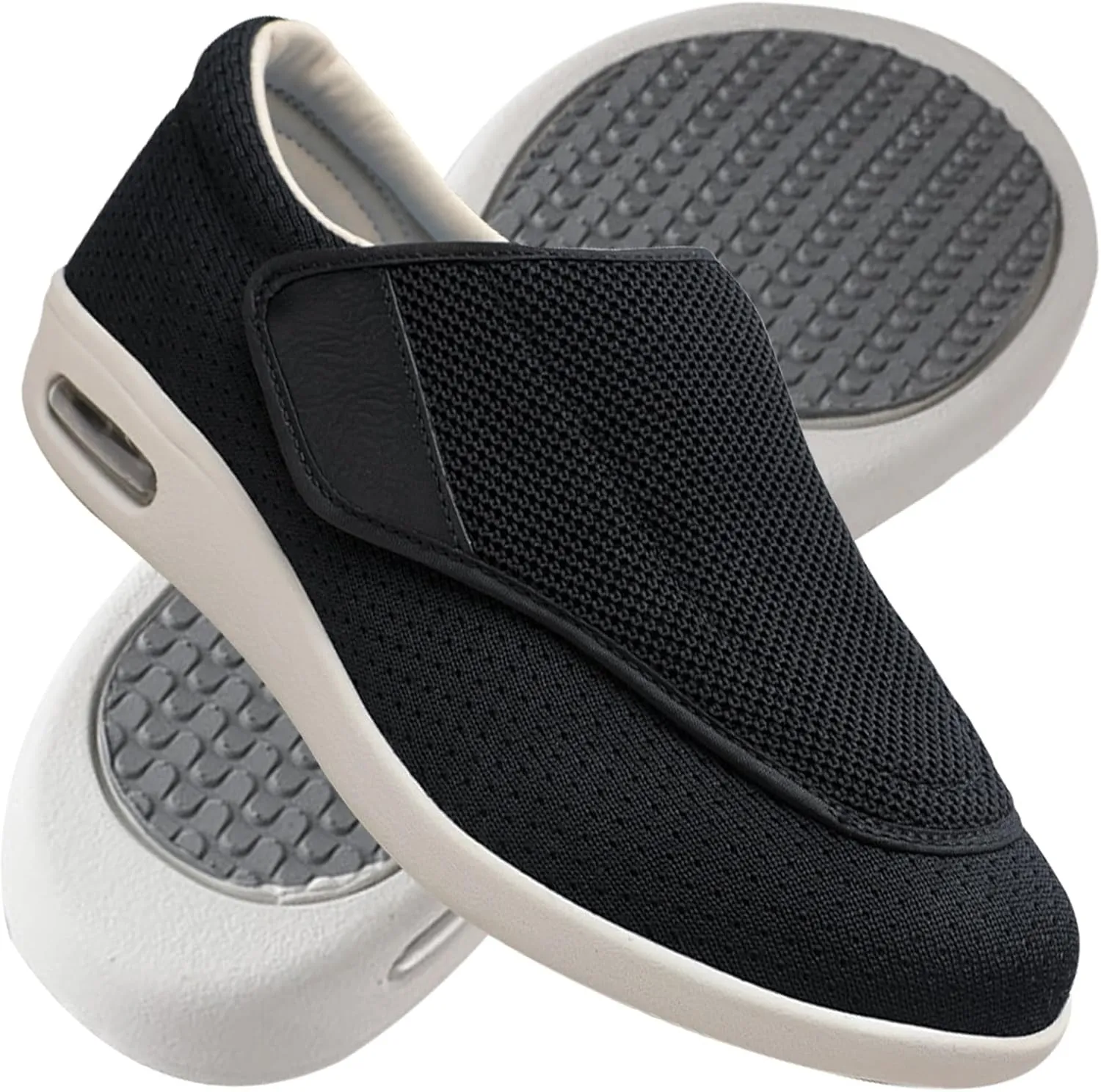 Men's Diabetic Shoes Wide Width Shoes with Adjust Closure Shoes for Elderly Diabetic Pain Relief Swollen Feet Mens Walking Shoes Slip-on Trainers